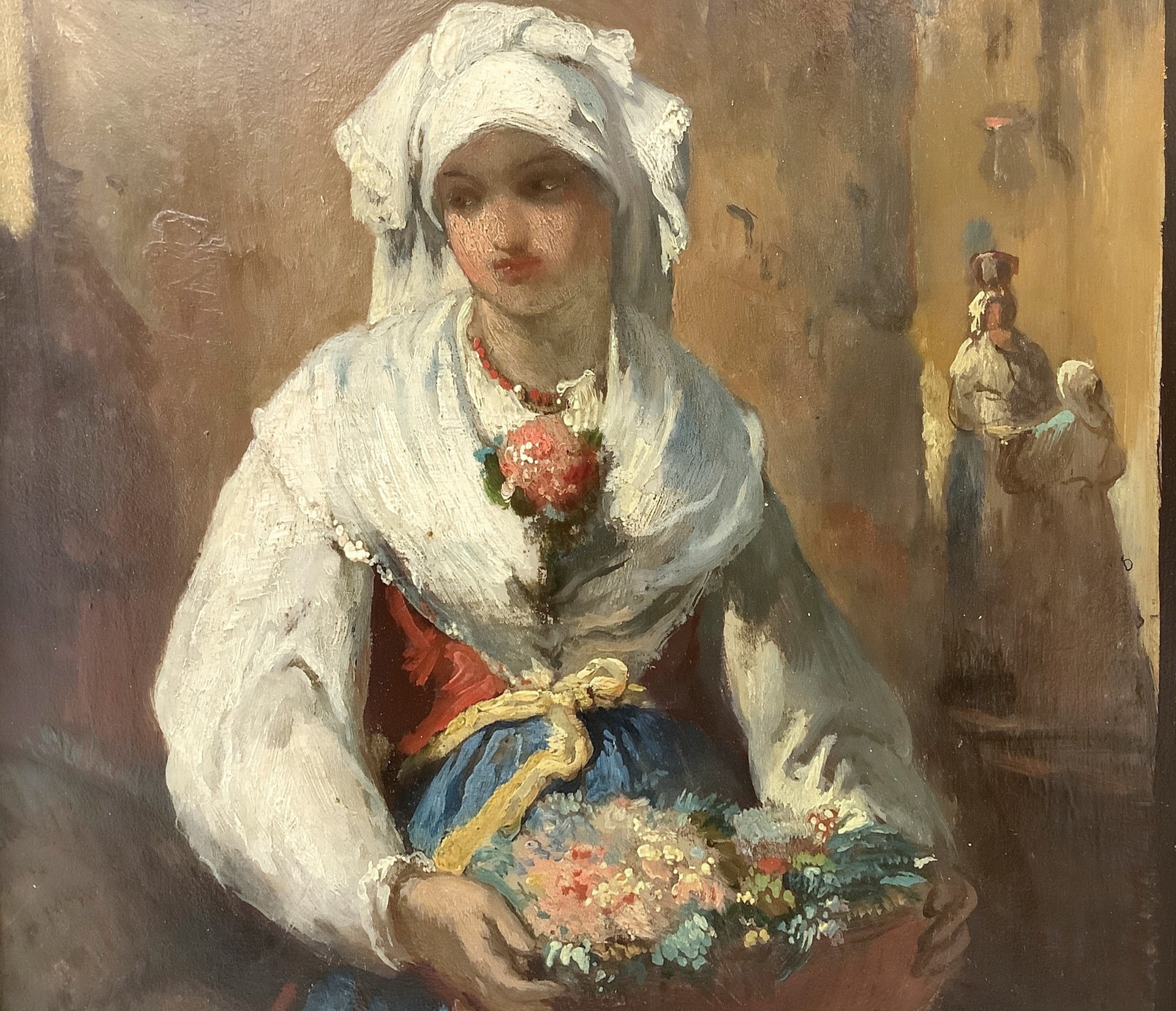 Jean-François Portaels (Vilvoorde 3 aprile 1818-Schaerbeek 8 febbraio 1895) - Girl in folk dress w - Image 3 of 5