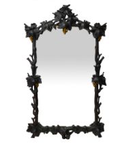 Mirror in wood carved with vine leaves and golden bunches of grapes, Venice, late 19th century