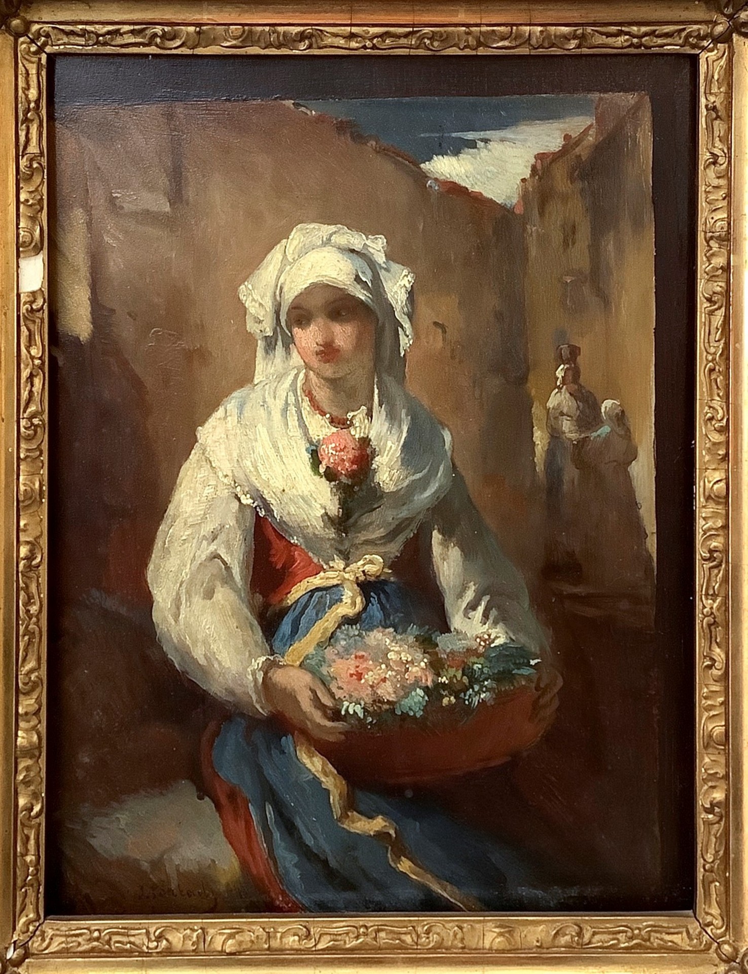 Jean-François Portaels (Vilvoorde 3 aprile 1818-Schaerbeek 8 febbraio 1895) - Girl in folk dress w - Image 2 of 5