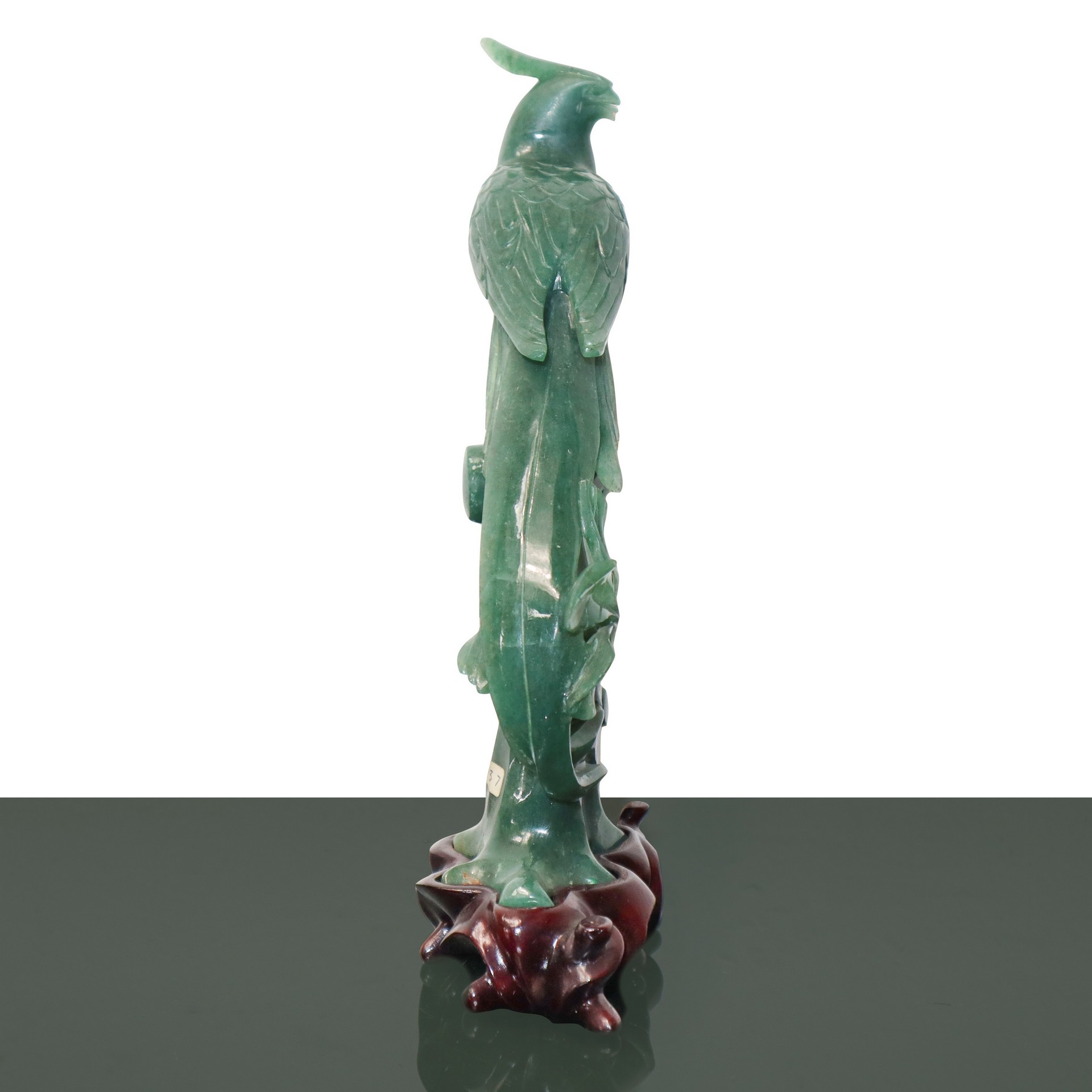Jade sculpture depicting birds on a branch - Bild 3 aus 5