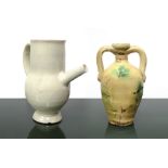 White glazed spout and small amphora, 20th century