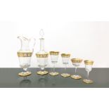 St.Louis - Set of 48 glasses and bottles, 'THISTLE GOLD' decoration, 20th century