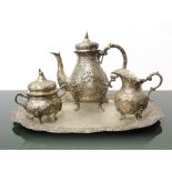 Hand-embossed silver service, Late 19th century