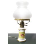 Small lamp with porcelain base and opaline cup, c