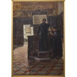 Domenico Battaglia (1842-1904) - Church interior with priests in the pulpit