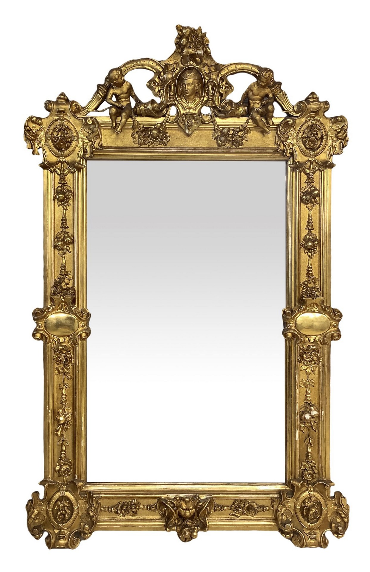 Important mirror in gilded wood with gold leaves, nineteenth century - Bild 2 aus 5