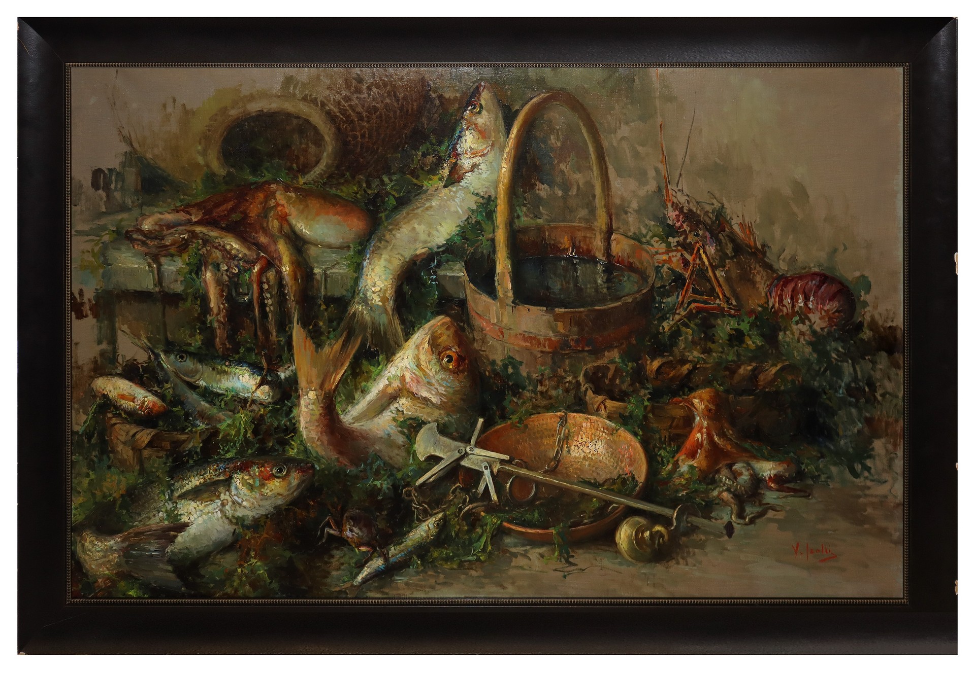 Vincenzo Irolli (Napoli 1860-Napoli 1949) - Still life of fish - Image 2 of 6