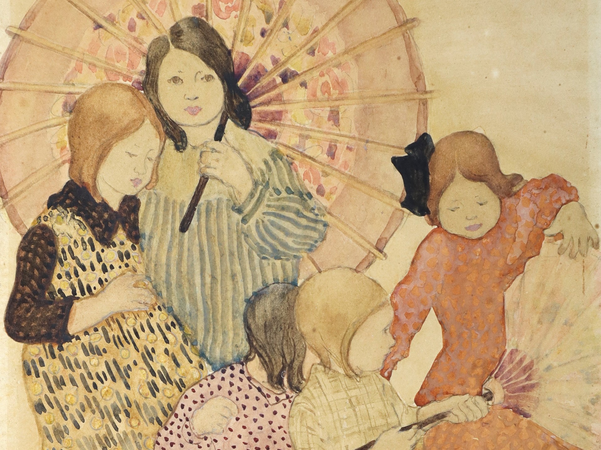 Paul Gauguin (Francia 1848-Polinesia Francese 1903) - Group of little girls with umbrellas - Image 2 of 5