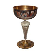 Murano glass chalice with depiction of the Last Supper