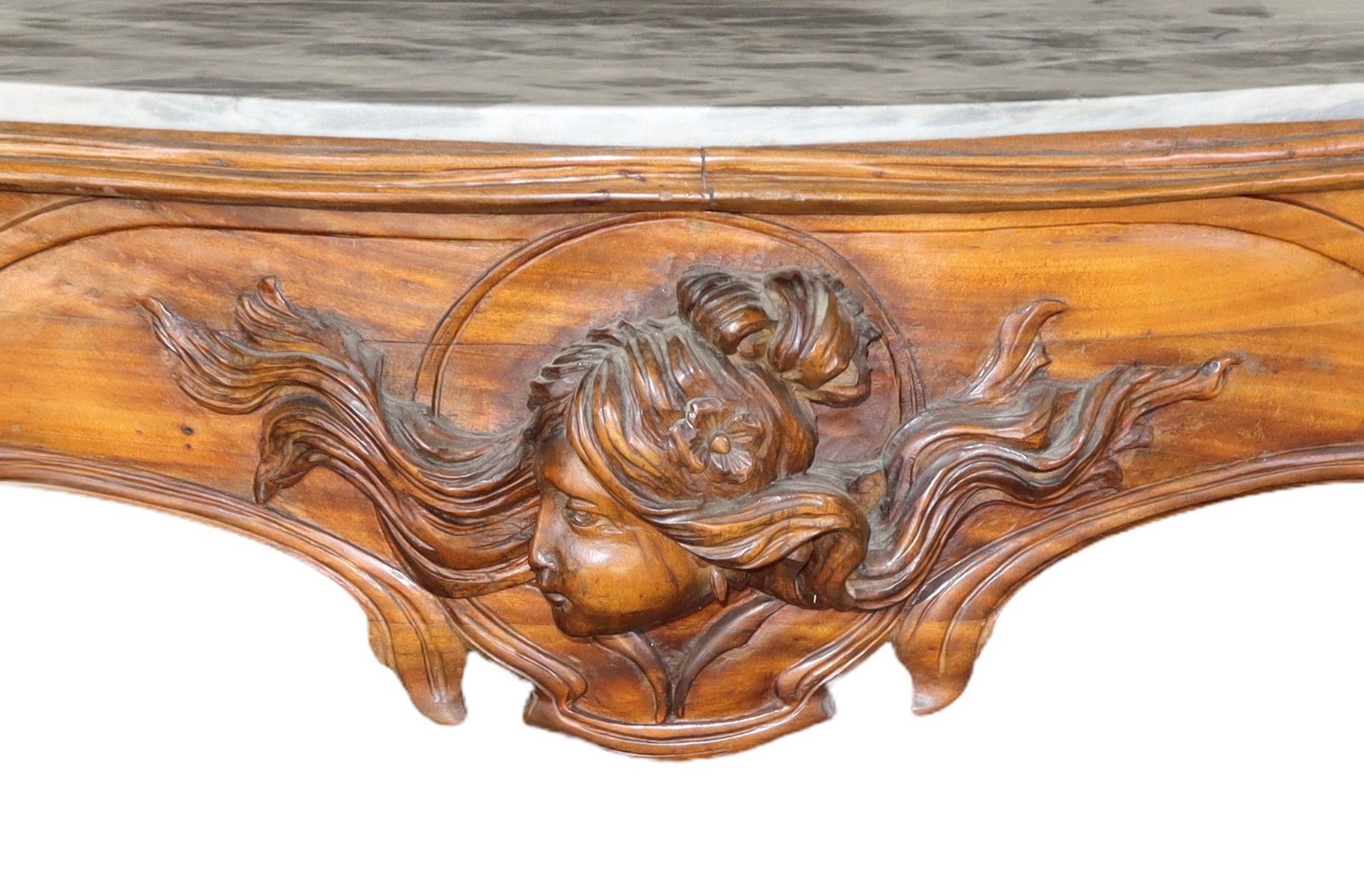 Liberty console in walnut wood, bardiglio gray marble on the top, Early 20th century - Image 2 of 4