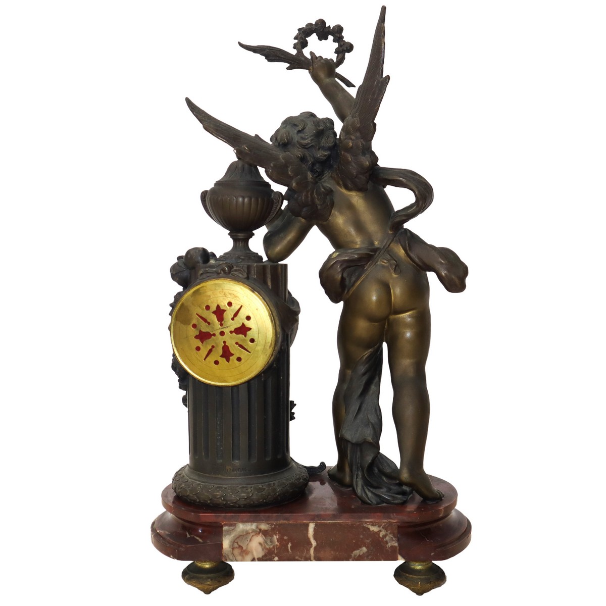 Clock with bronze putto