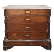 Chest of drawers with half spool columns applied to the sides, nineteenth century
