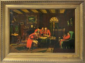 Men in red suits in an interior, nineteenth century