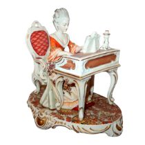 Dresden Porcelain - Porcelain woman playing the spinet, 20th century