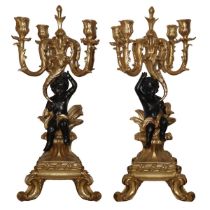 Pair of baroque style candelabra with 5 lights