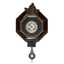 Pendulum wall clock in golden metal, nineteenth century