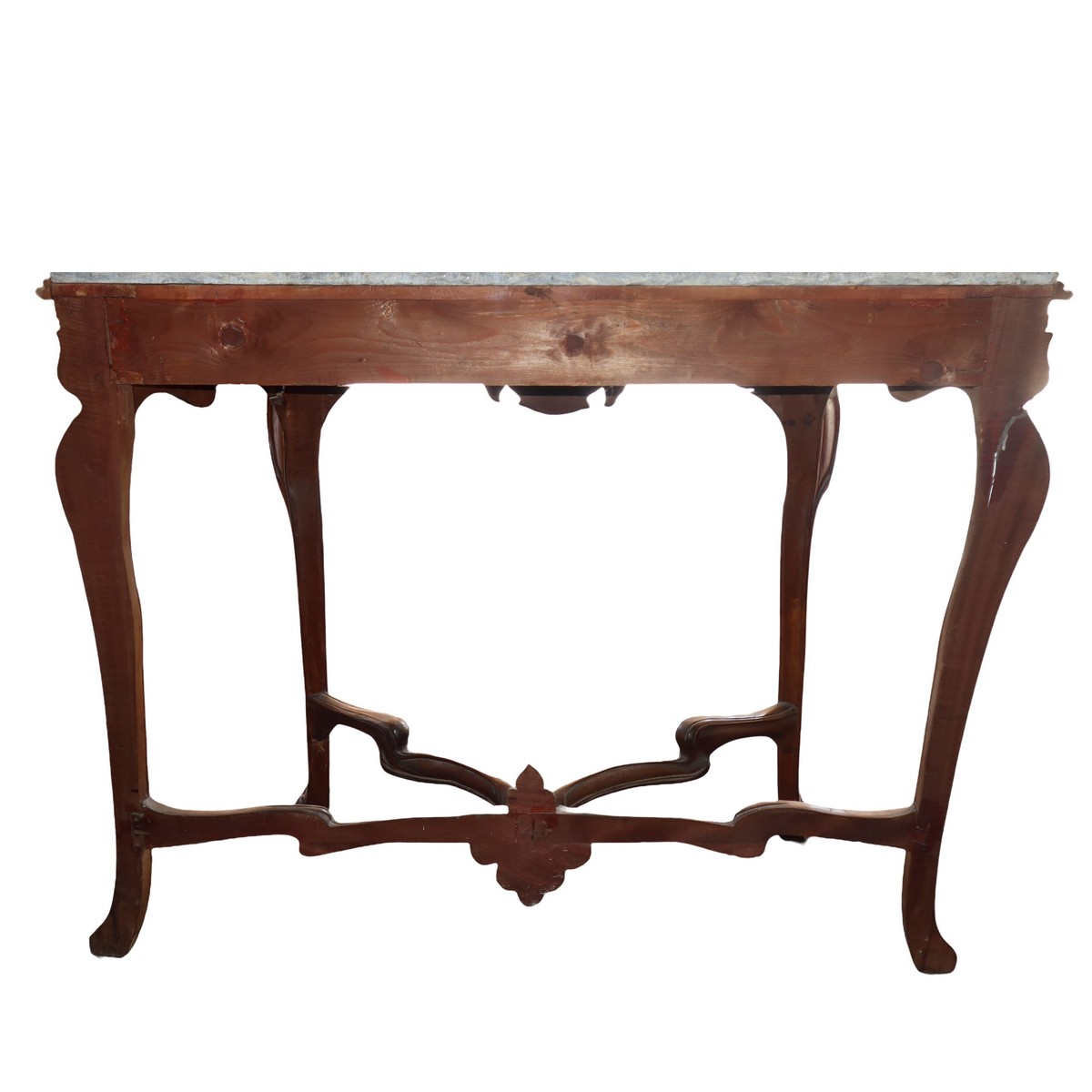 Liberty console in walnut wood, bardiglio gray marble on the top, Early 20th century - Image 4 of 4