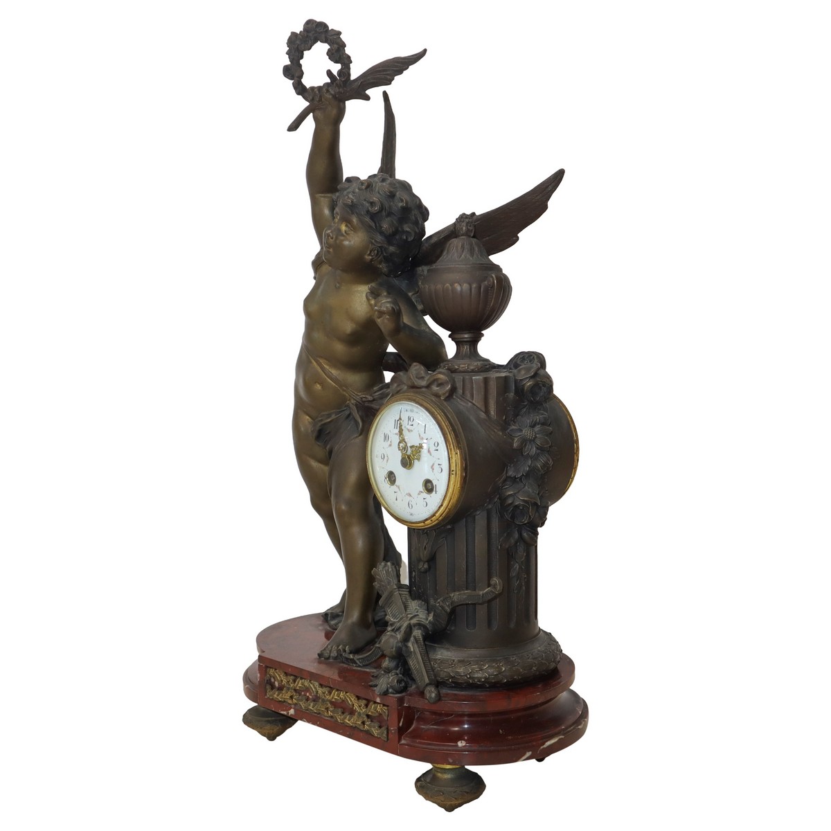 Clock with bronze putto - Image 3 of 4