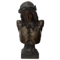 Ecce Homo, brown patinated bronze sculpture.