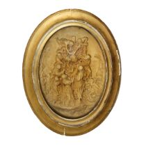 Deposition of Christ, relief sculpture in sea foam within an oval frame, nineteenth century