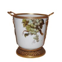 Porcelain vase with golden metal handles and base, Empire style, 20th century