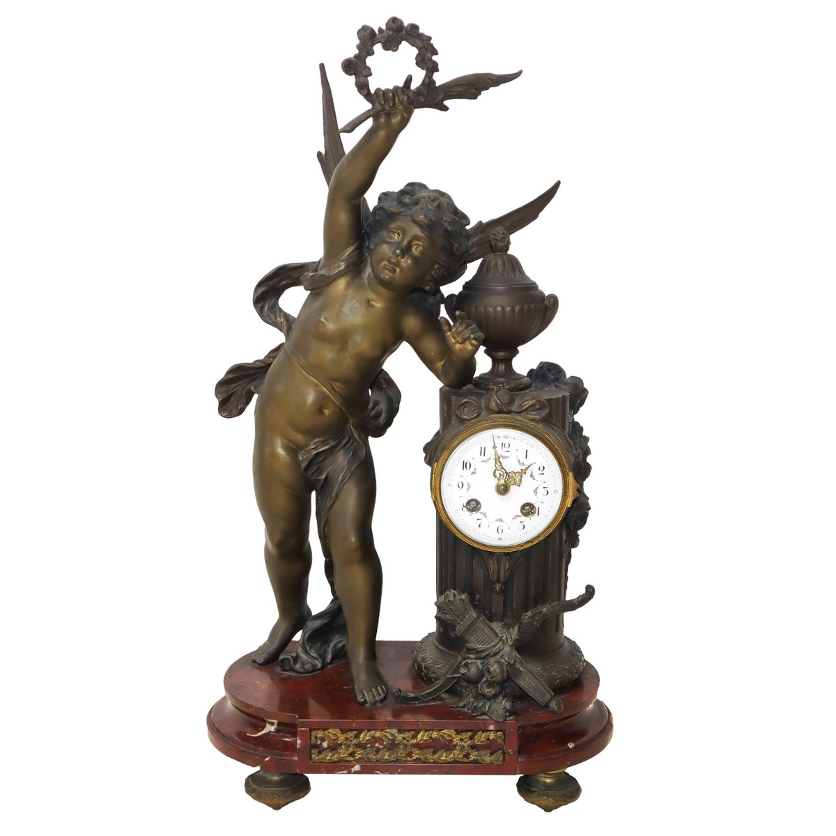 Clock with bronze putto - Image 4 of 4