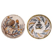 Pair of ceramic wall plates, Central Italy, 18th century