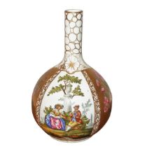 Helena Wolfsohn polychrome porcelain vase, Dresden, with gold and gallant decorations, flowers and g