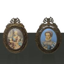 Pair of miniatures, depicting female subjects., nineteenth century