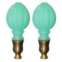 Pair of Murano glass and golden brass knobs