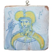 Caltagirone tile depicting Saint, 18th century