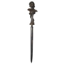 Letter opener with bronze grip depicting a woman