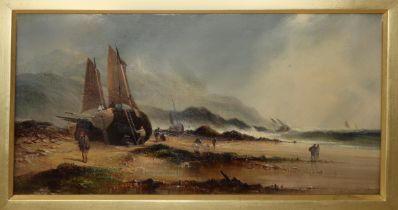 Storm with ships at sea, ashore and characters, Nineteenth century
