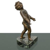Bookend with putto in antimony, Early 20th century