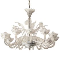 * Large Murano glass chandelier, 12 lights, 20th century