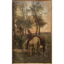 Domenico Battaglia (1842-1904) - Boy on horseback drinking