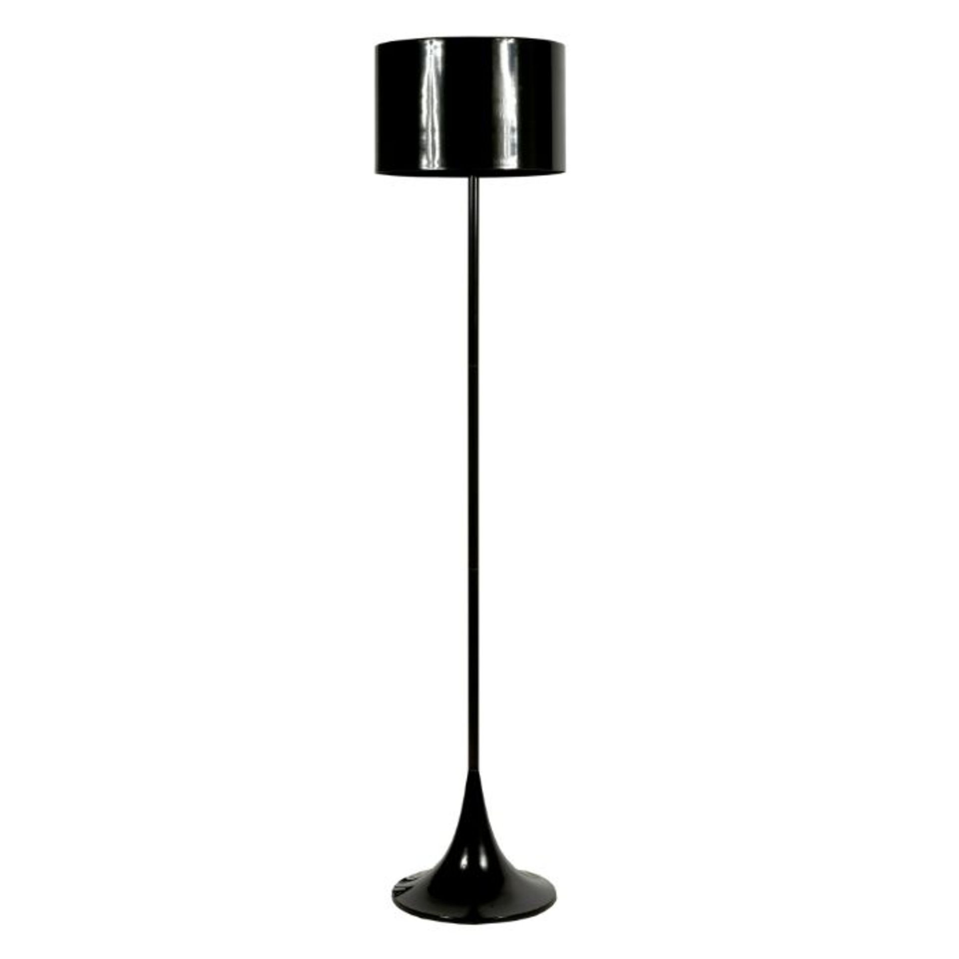 BLACK FLOOR LAMP WITH BLACK SHADE (BOXED RETURN N