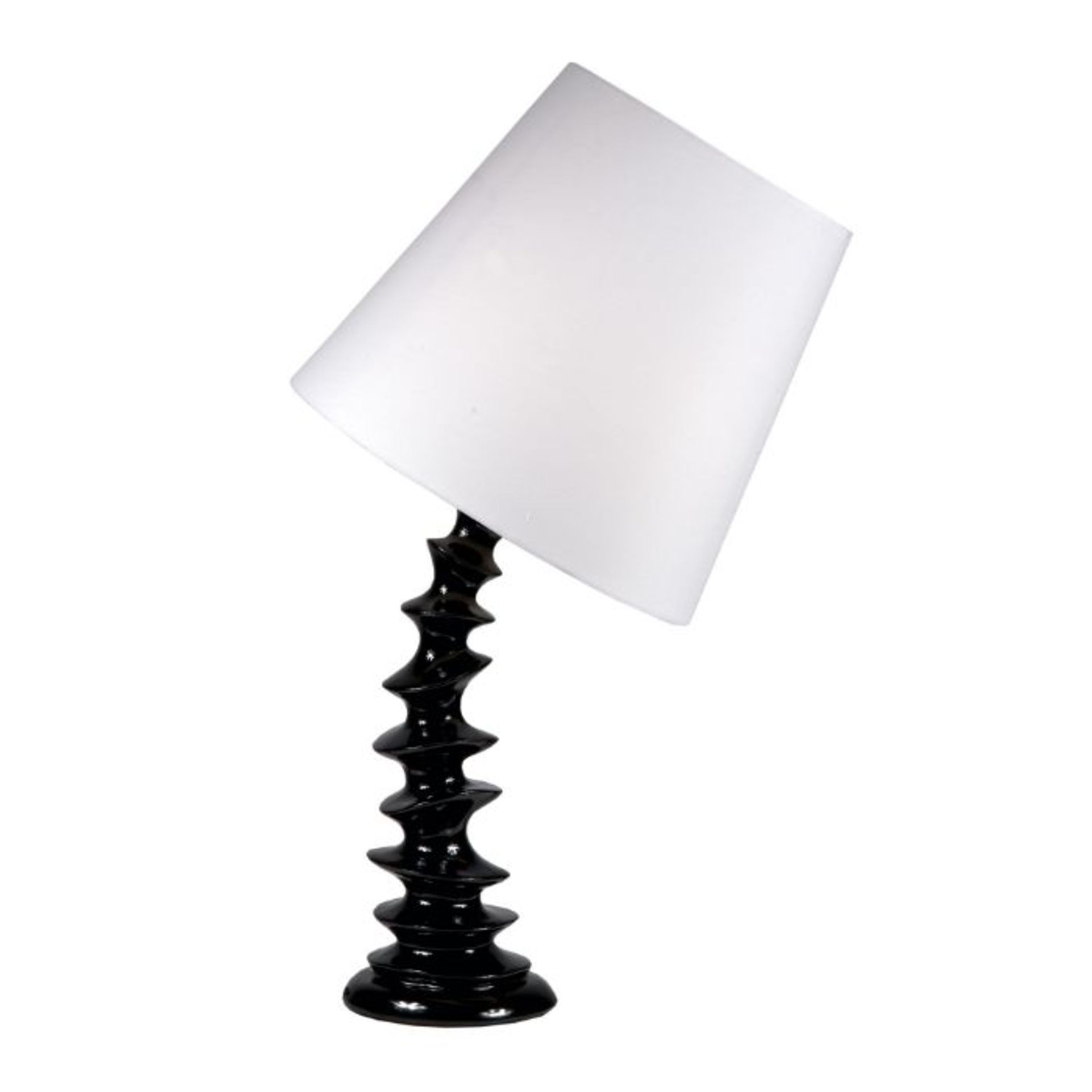 BLACK TABLE LAMP WITH WHITE SHADES APPROX 65CM HIG