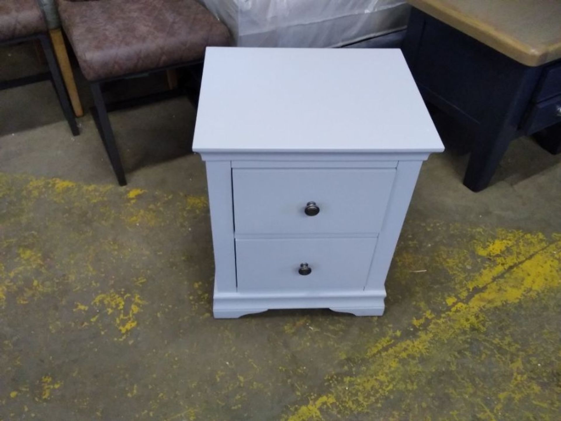 FLORENCE GREY PAINTED 2 DRAWER BEDSIDE