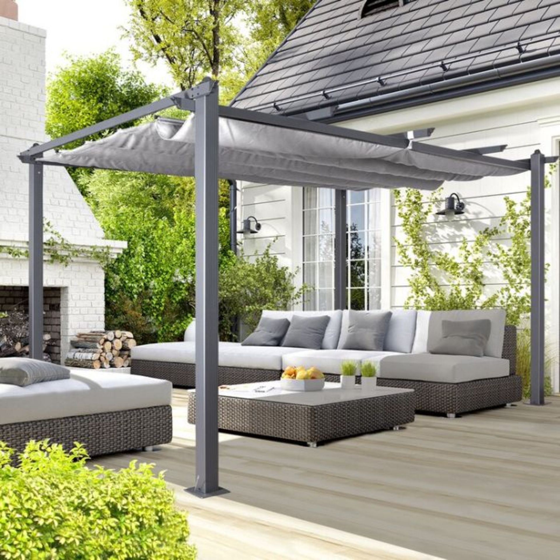 Dakota Fields,Kingstowne Aluminium 3M Or 4M Pergola Gazebo In Grey Or Cream (U001231062) RRP -£549.