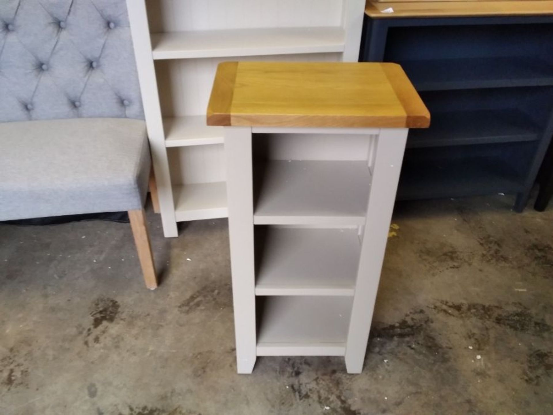 CHESTER PAINTED AND OAK NARROW SMALL BOOKCASE