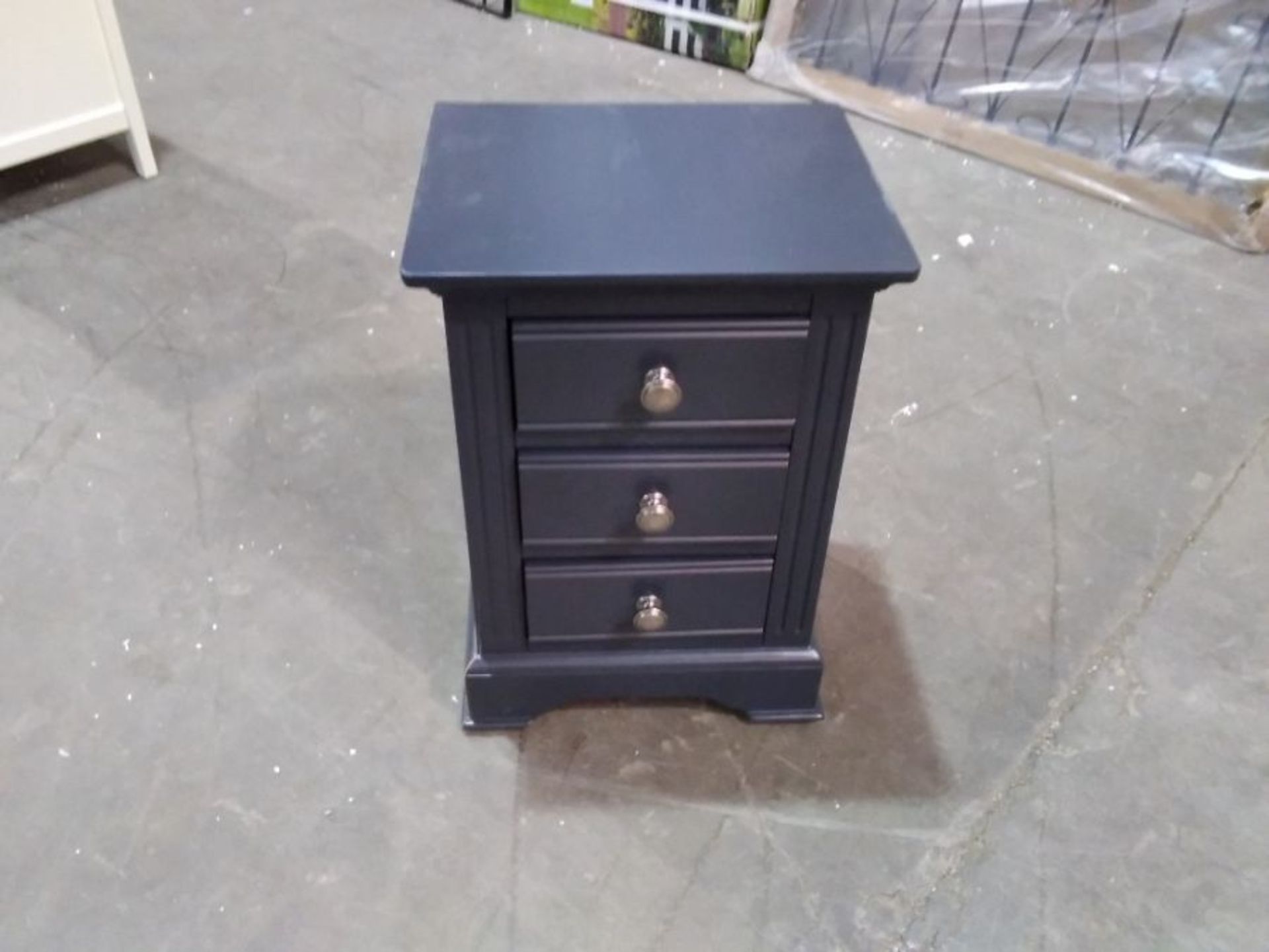 BANBURY BLUE 3 DRAWER BEDSIDE (DAMAGED)