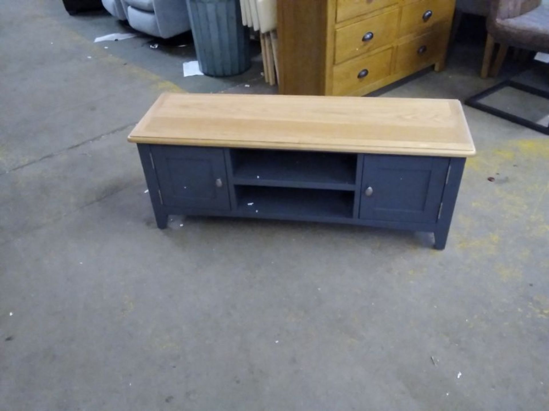 GLOUCESTER MIDNIGHT GREY PAINTED AND OAK TV UNIT