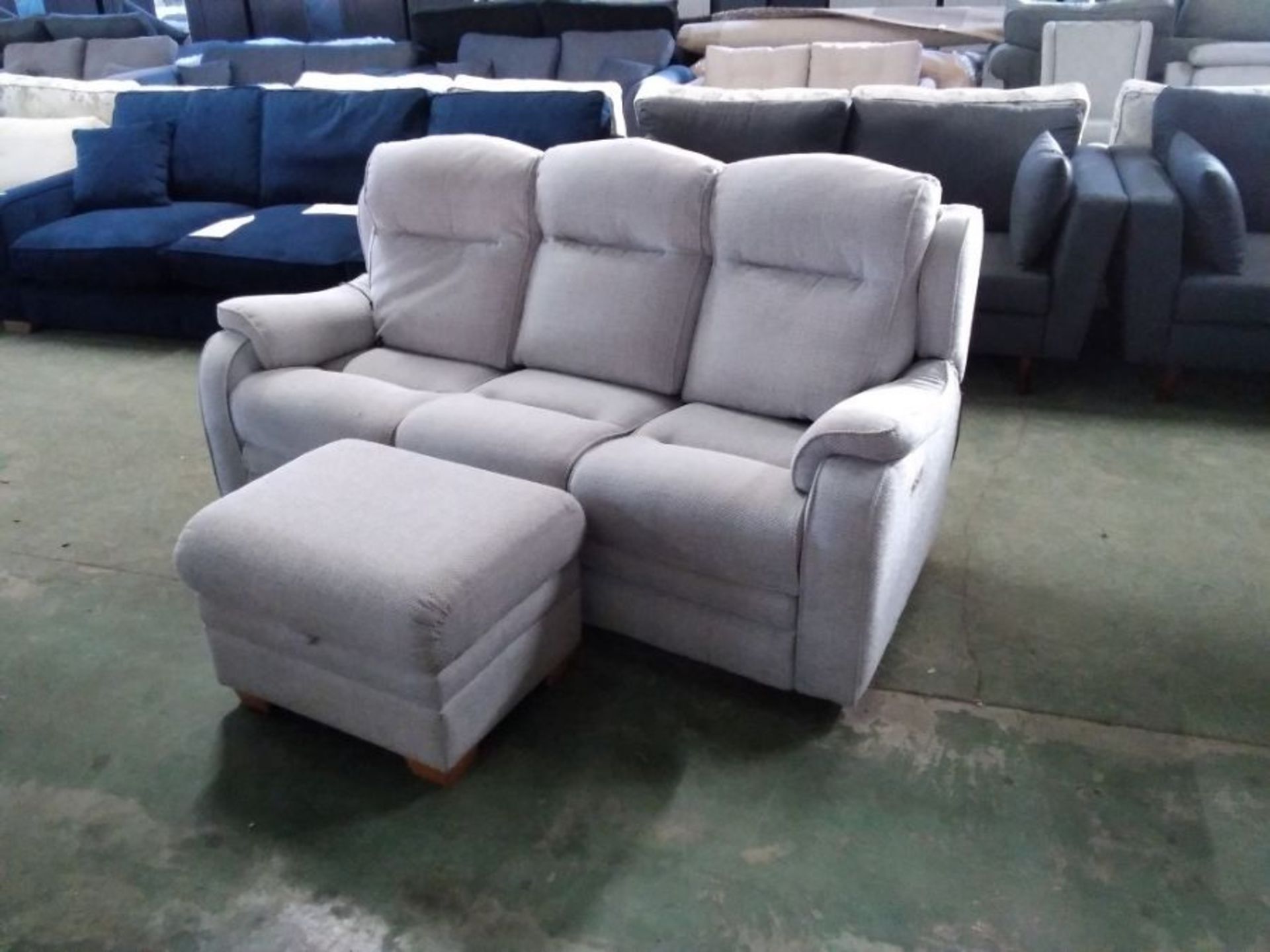 GREY PATTERNED ELECTRIC RECLINING 3 SEATER SOFA AN