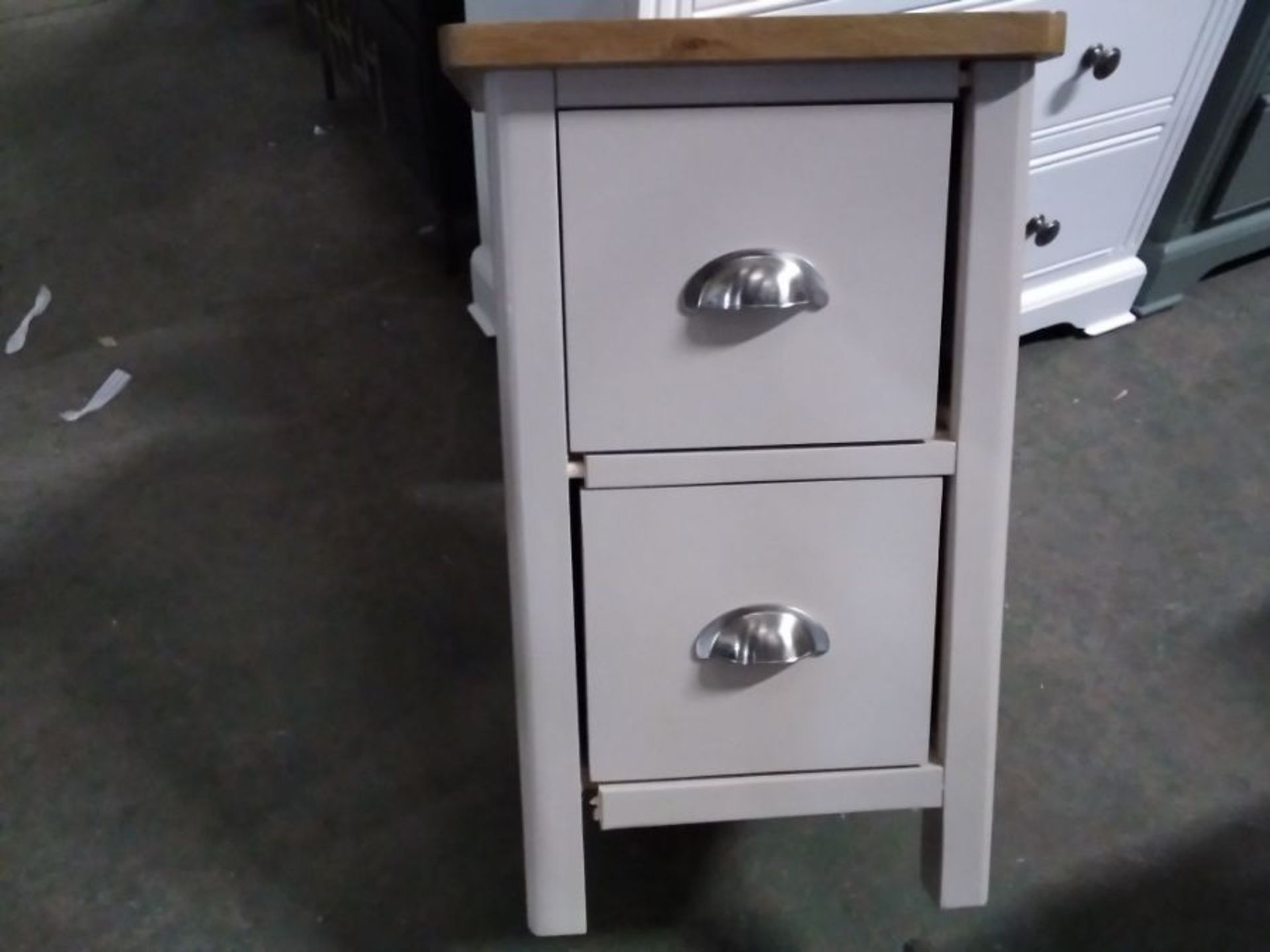 RUTLAND PAINTED AND OAK 2 DRAWER BEDSIDE(DAMAGED) - Image 2 of 2