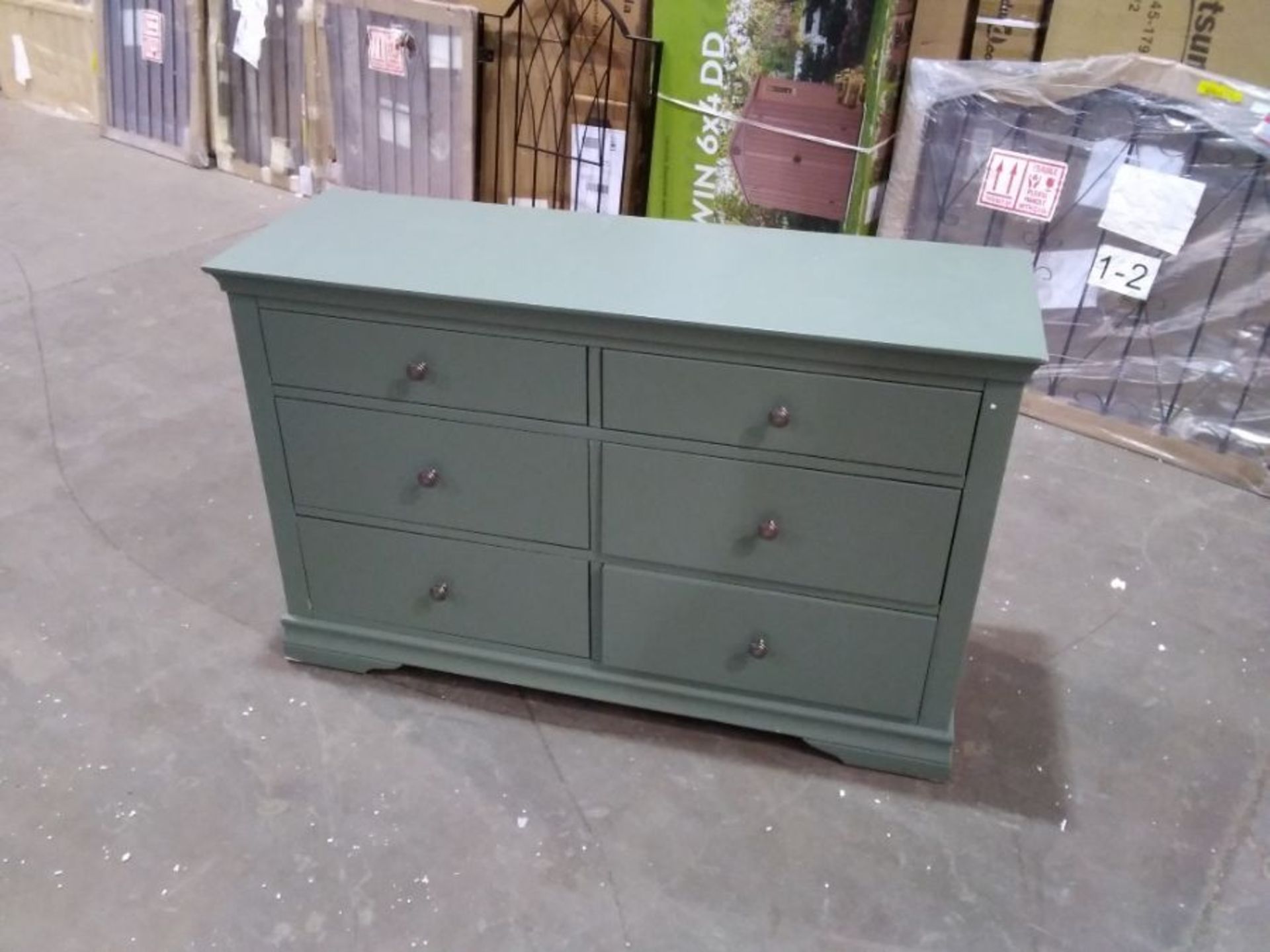 FLORENCE CACTUS GREEN 6 DRAWER CHEST(DAMAGED)