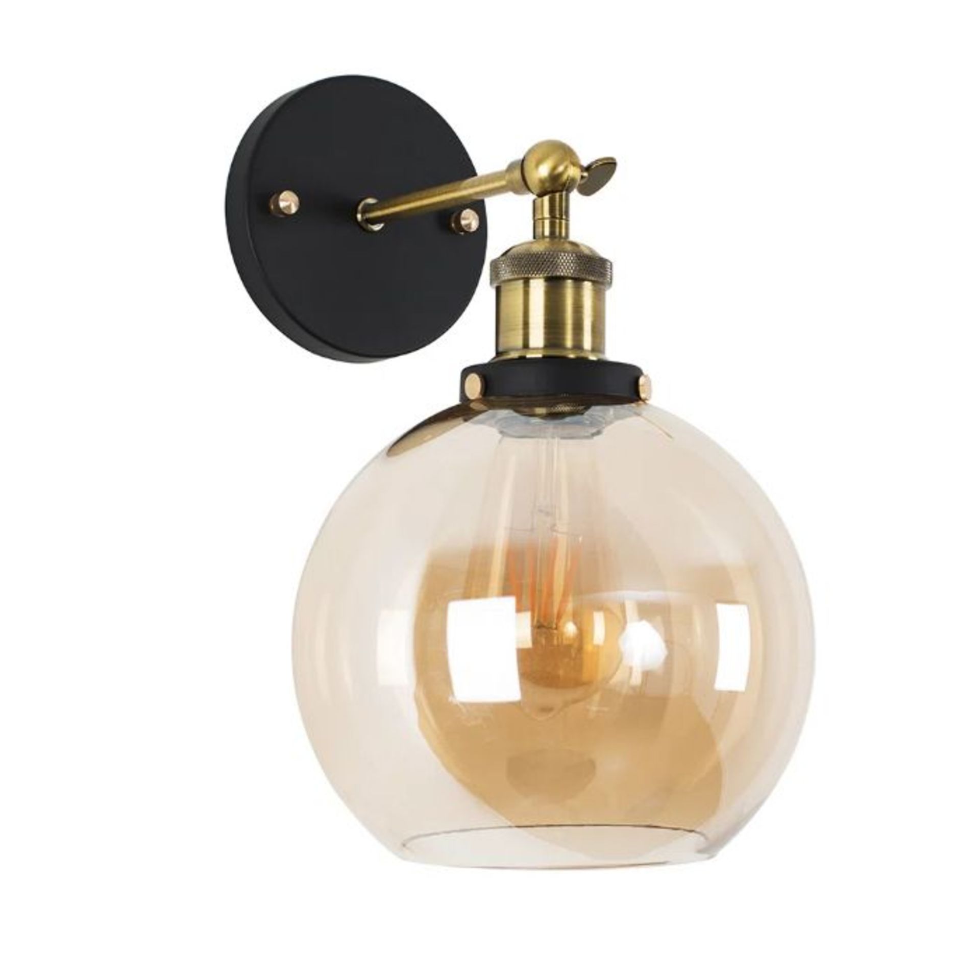 Zipcode Design, Lila Steampunk 1-Light Armed Sconce (ANTIQUE BRASS & AMBER SHADE) - RRP £37.99 (