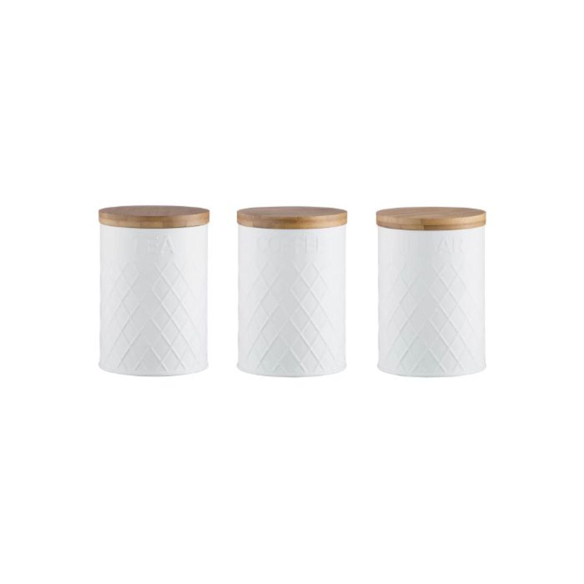 Typhoon, Coffee, Tea & Sugar Jar Set Only (WHITE & WOOD FINISH) - RRP £21.68 (LOZ1473 - 28422/30)