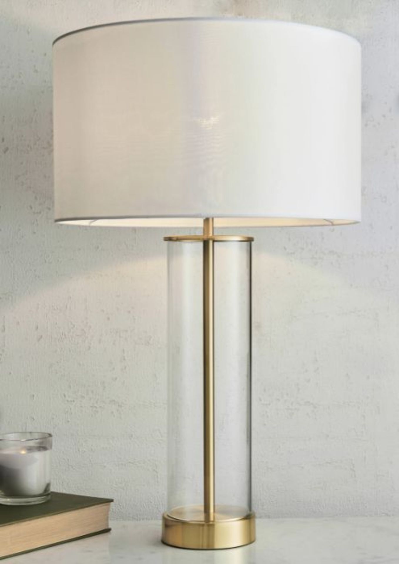 Zipcode Design, 57cm Table Lamp (BRUSHED GOLD & VINTAGE WHITE SHADE) - RRP £69.99 (UEL4972 - 28422/ - Image 2 of 2