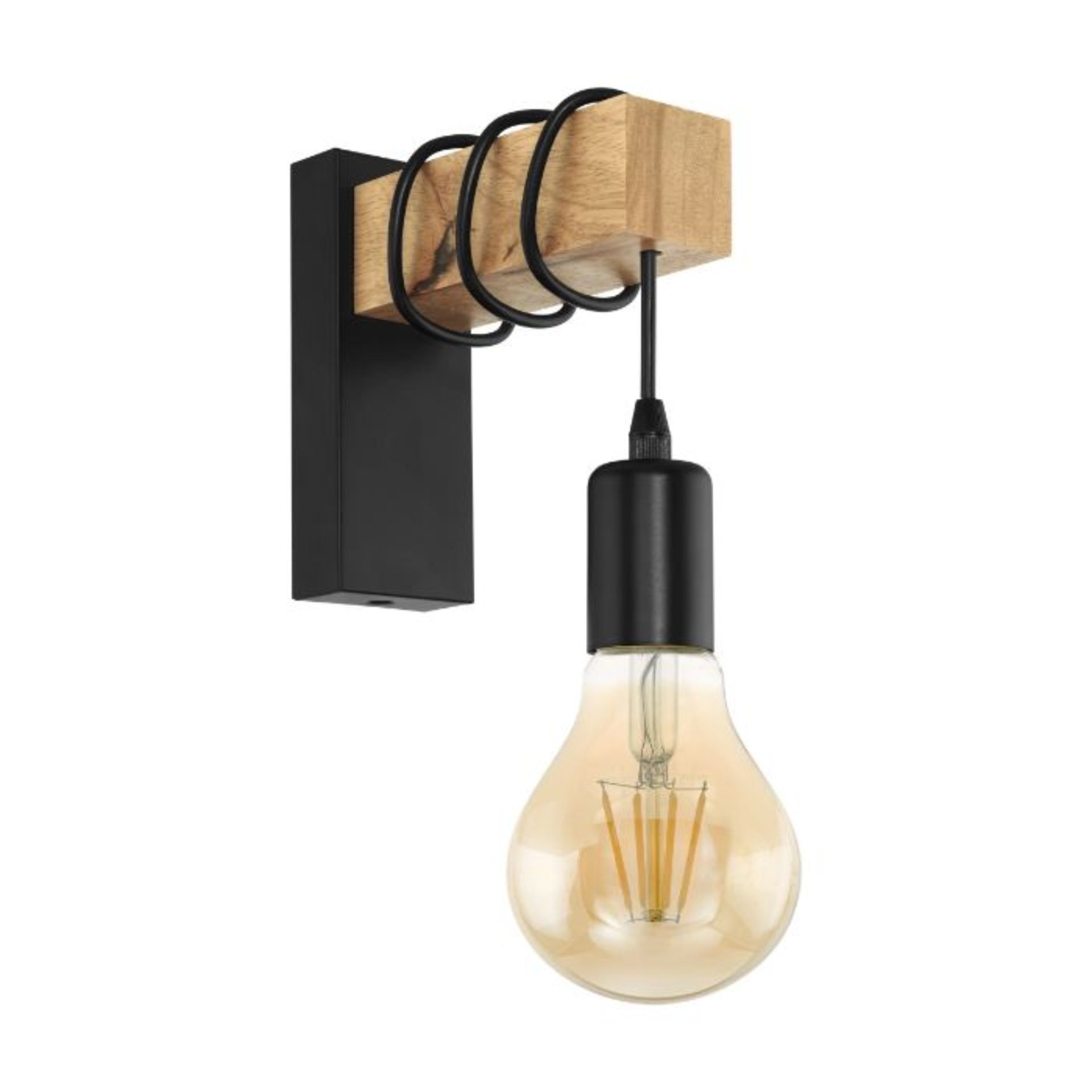 Mack + Milo, Acuff 1-Light Armed Sconce (BLACK & WOOD FINISH) - RRP £22.99 (HOKF1468 - 28422/1)